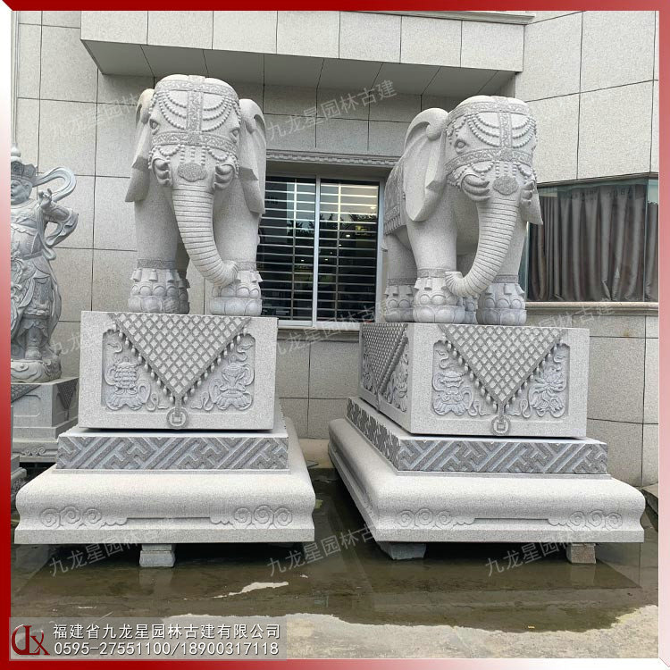 石雕寺廟大象圖片