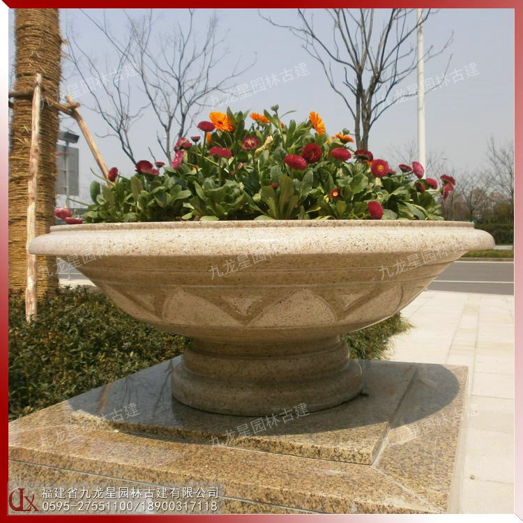 石雕花崗巖花缽圖片