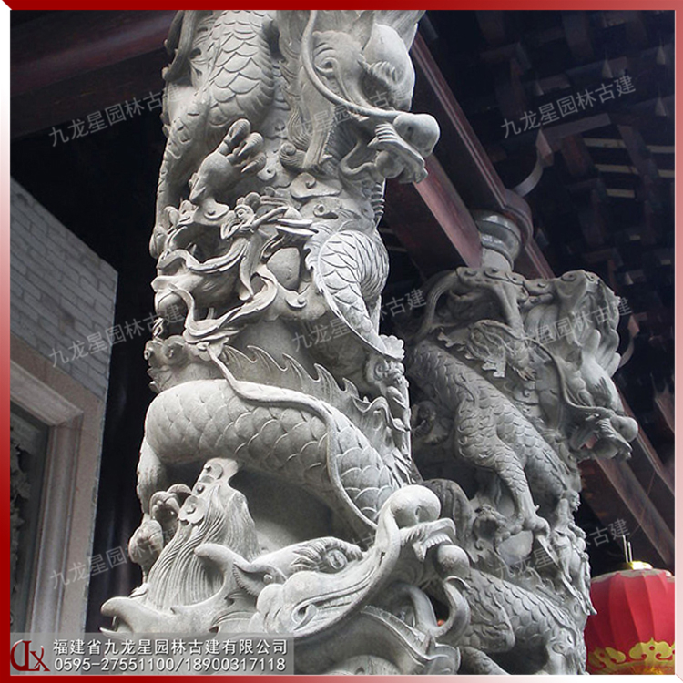 廟里石雕龍柱圖片